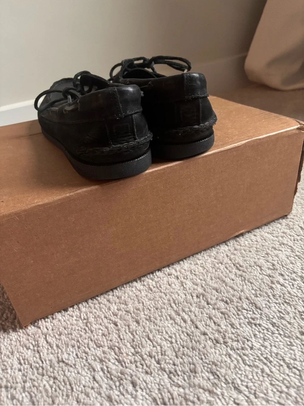 Sperry Men's Black Leather Boat Shoes